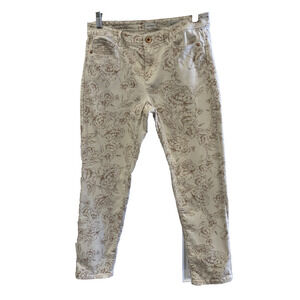 J.Jill Denim Pants Women’s Size 8R Authentic Fit Slim Ankle Cream Floral Print